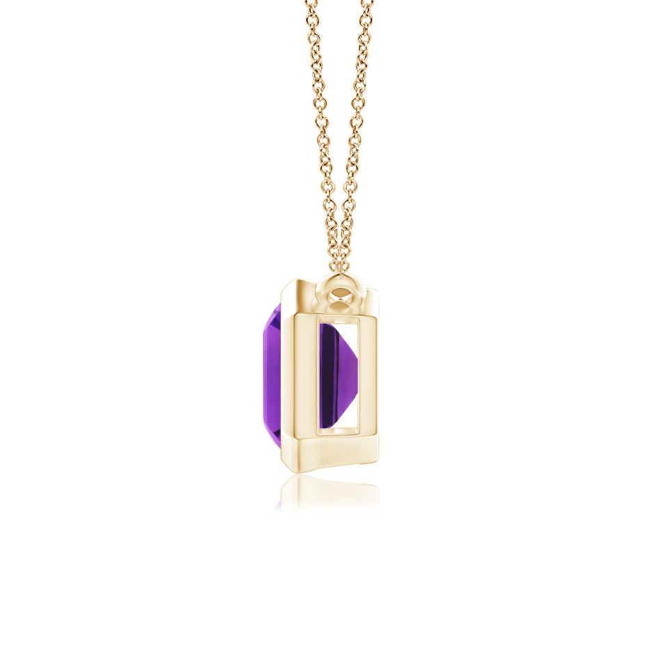 9x7mm AAAA East-West Bezel-Set Emerald-Cut Amethyst Pendant in Yellow Gold side-1