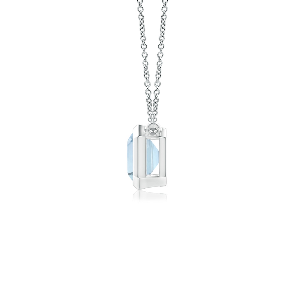 7x5mm A East-West Bezel-Set Emerald-Cut Aquamarine Pendant in White Gold side-1
