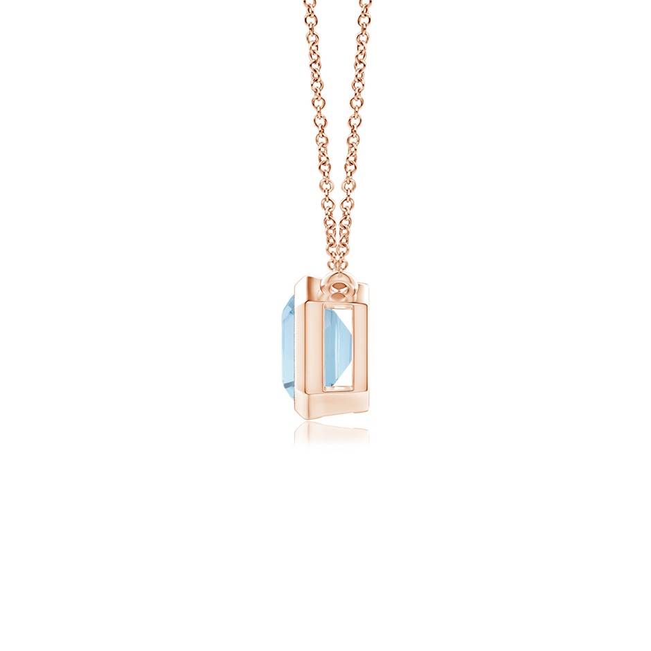 7x5mm AA East-West Bezel-Set Emerald-Cut Aquamarine Pendant in Rose Gold side-1