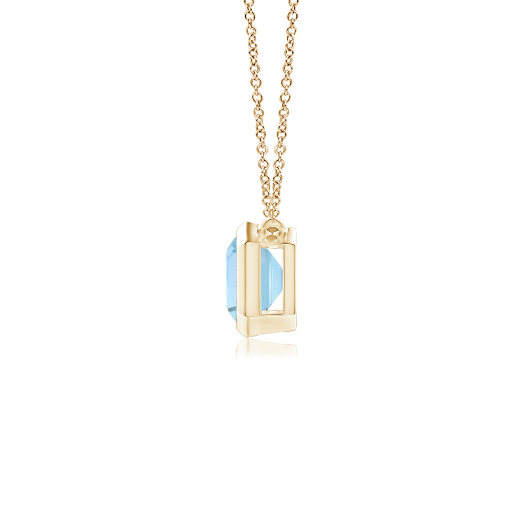 7x5mm AAA East-West Bezel-Set Emerald-Cut Aquamarine Pendant in Yellow Gold - side_1