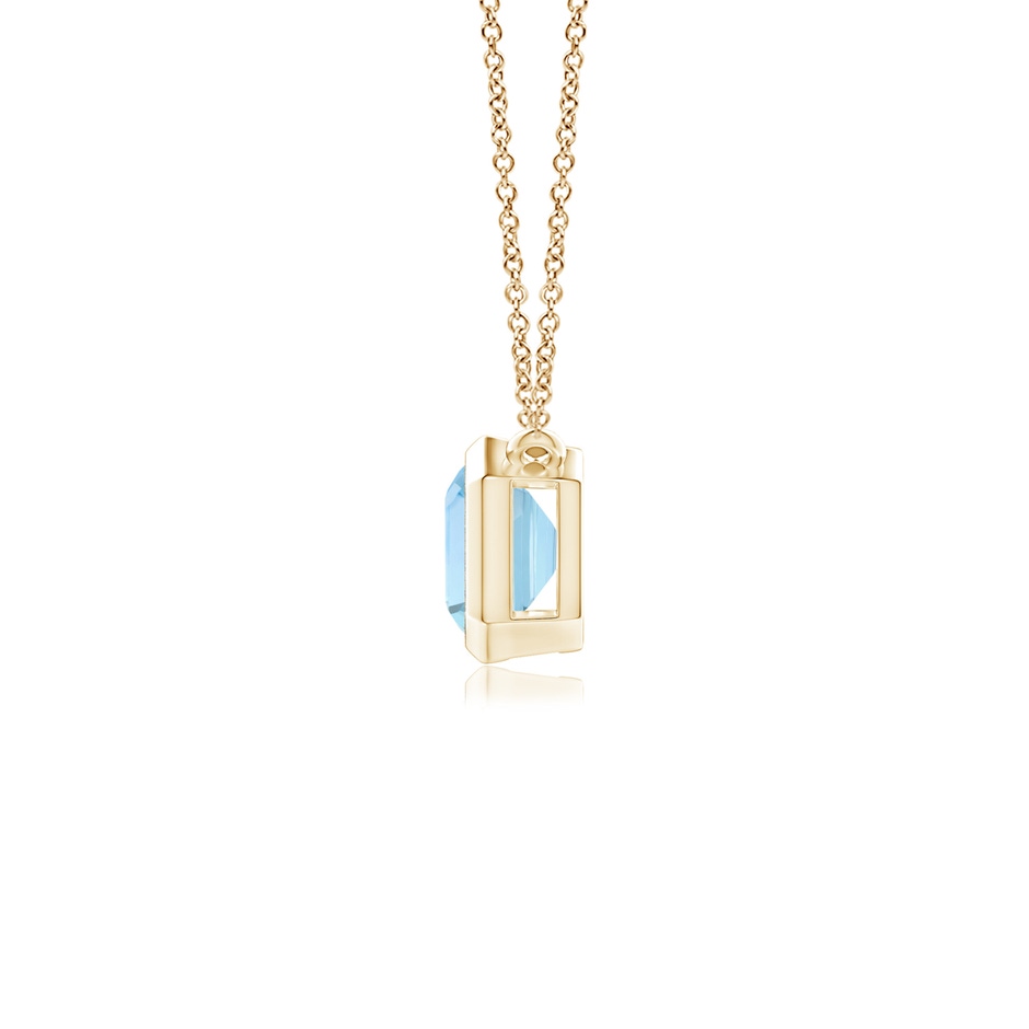 7x5mm AAA East-West Bezel-Set Emerald-Cut Aquamarine Pendant in Yellow Gold side-1