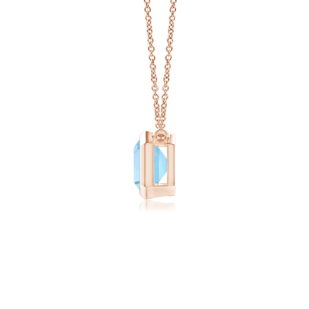 7x5mm AAAA East-West Bezel-Set Emerald-Cut Aquamarine Pendant in Rose Gold - side_1
