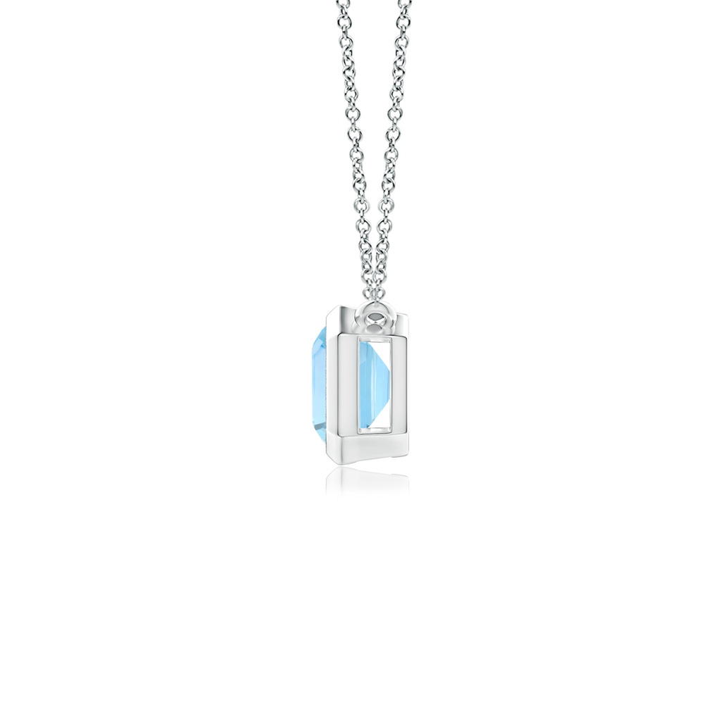 7x5mm AAAA East-West Bezel-Set Emerald-Cut Aquamarine Pendant in White Gold - side_1