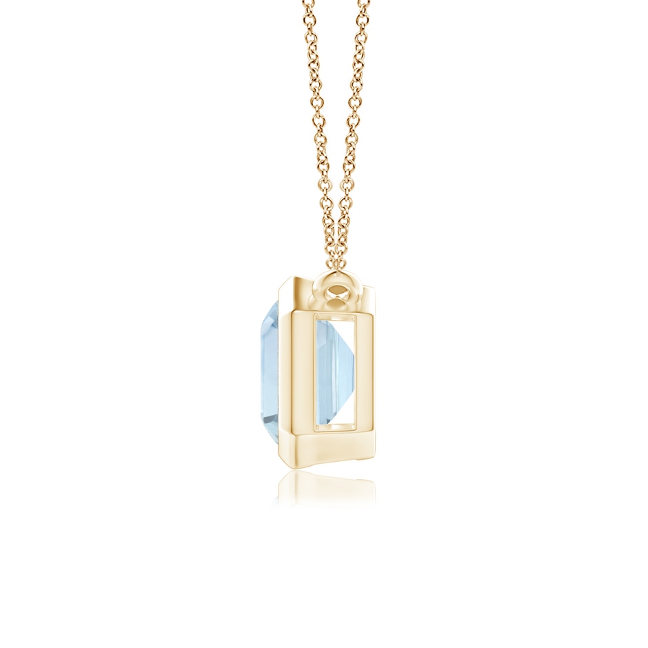 9x7mm A East-West Bezel-Set Emerald-Cut Aquamarine Pendant in Yellow Gold side-1