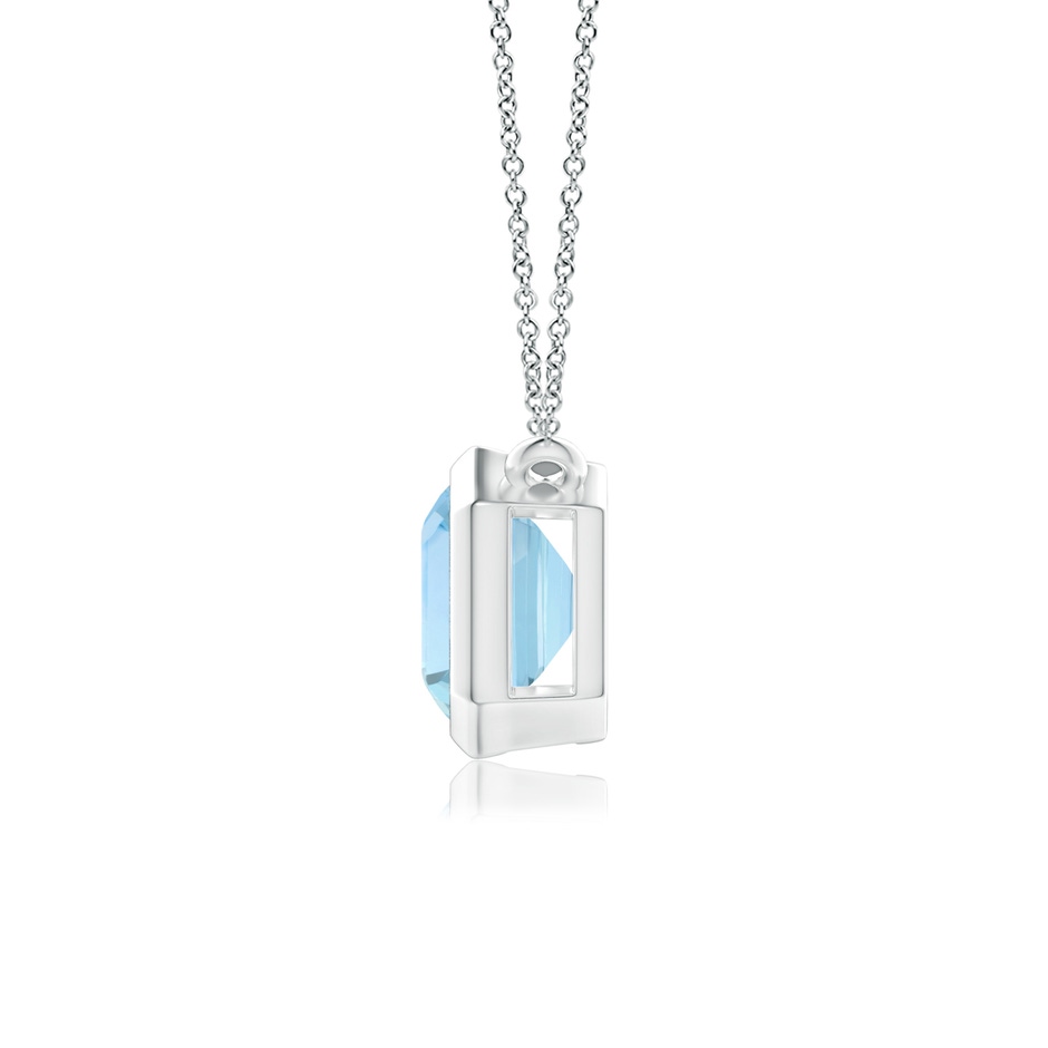 9x7mm AAA East-West Bezel-Set Emerald-Cut Aquamarine Pendant in White Gold side-1