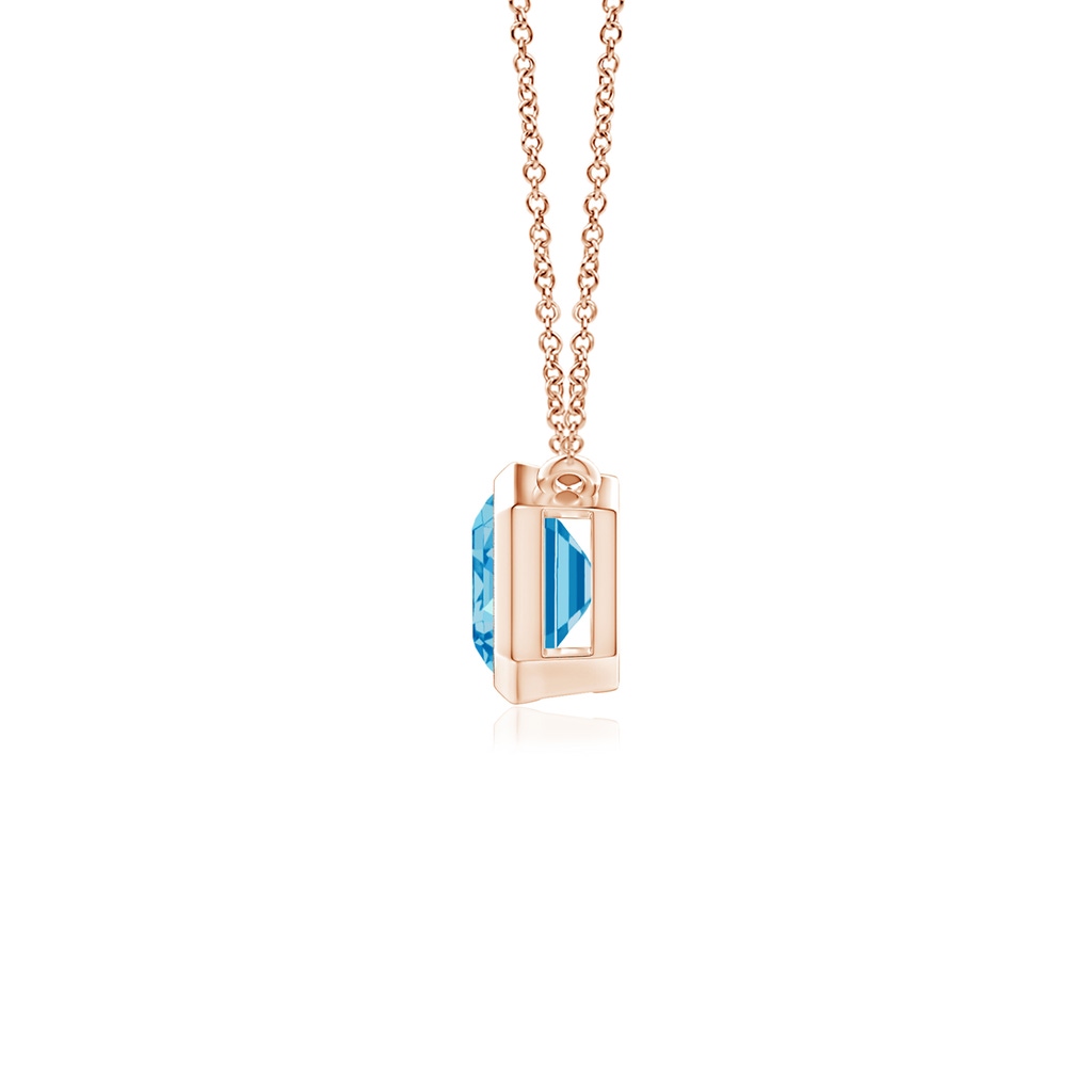 7x5mm AAAA East-West Bezel-Set Emerald-Cut Fancy Intense Blue Diamond Pendant in Rose Gold - side 199