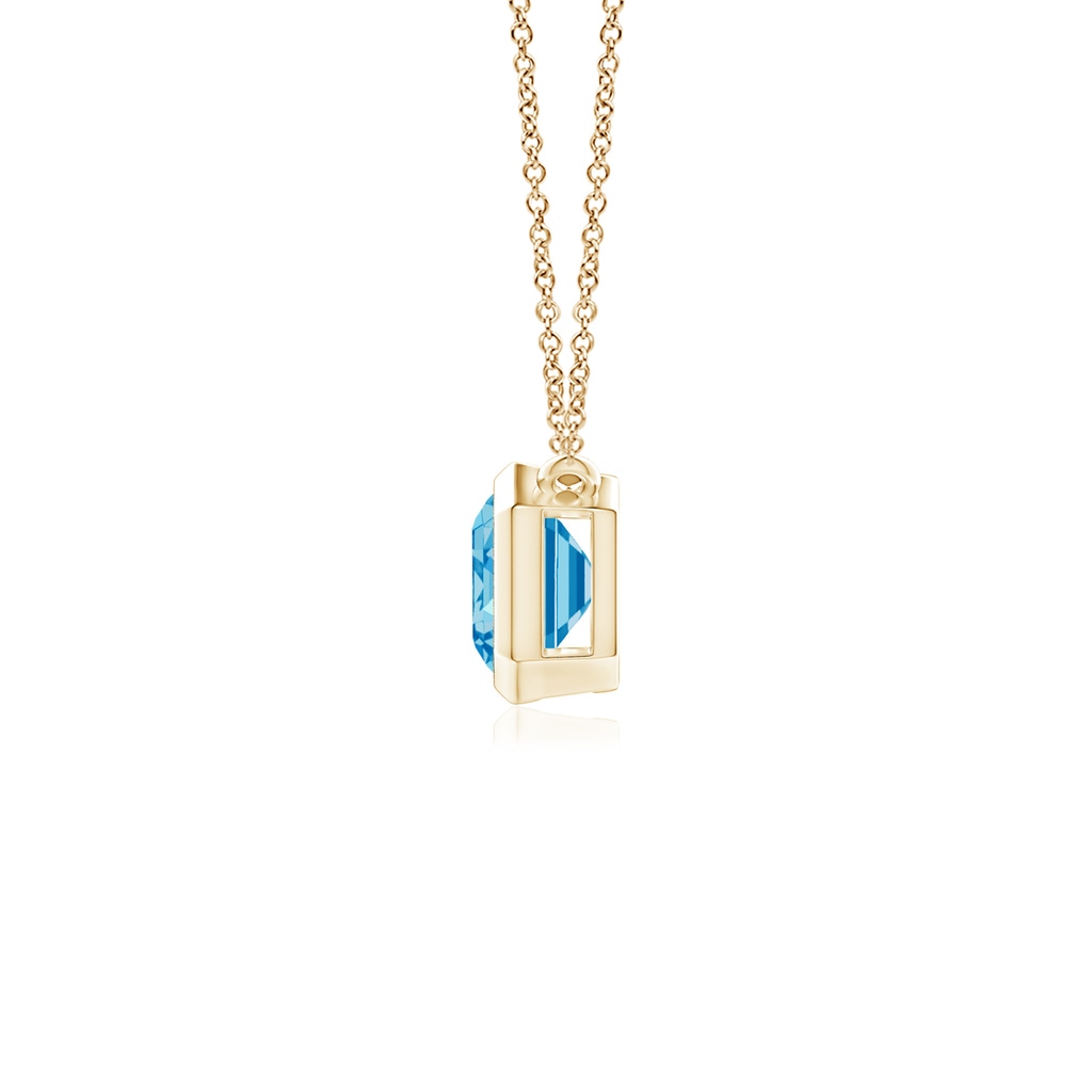 7x5mm AAAA East-West Bezel-Set Emerald-Cut Fancy Intense Blue Diamond Pendant in Yellow Gold - side 199