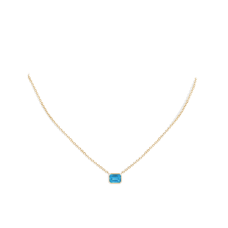 7x5mm AAAA East-West Bezel-Set Emerald-Cut Fancy Intense Blue Diamond Pendant in Yellow Gold pen