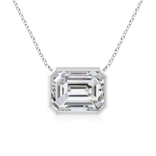 10x7.5mm IJI1I2 East-West Bezel-Set Emerald-Cut Diamond Pendant in S999 Silver
