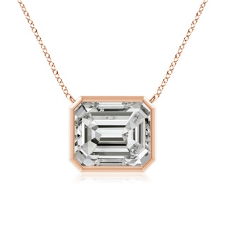 10x8.5mm KI3 East-West Bezel-Set Emerald-Cut Diamond Pendant in Rose Gold