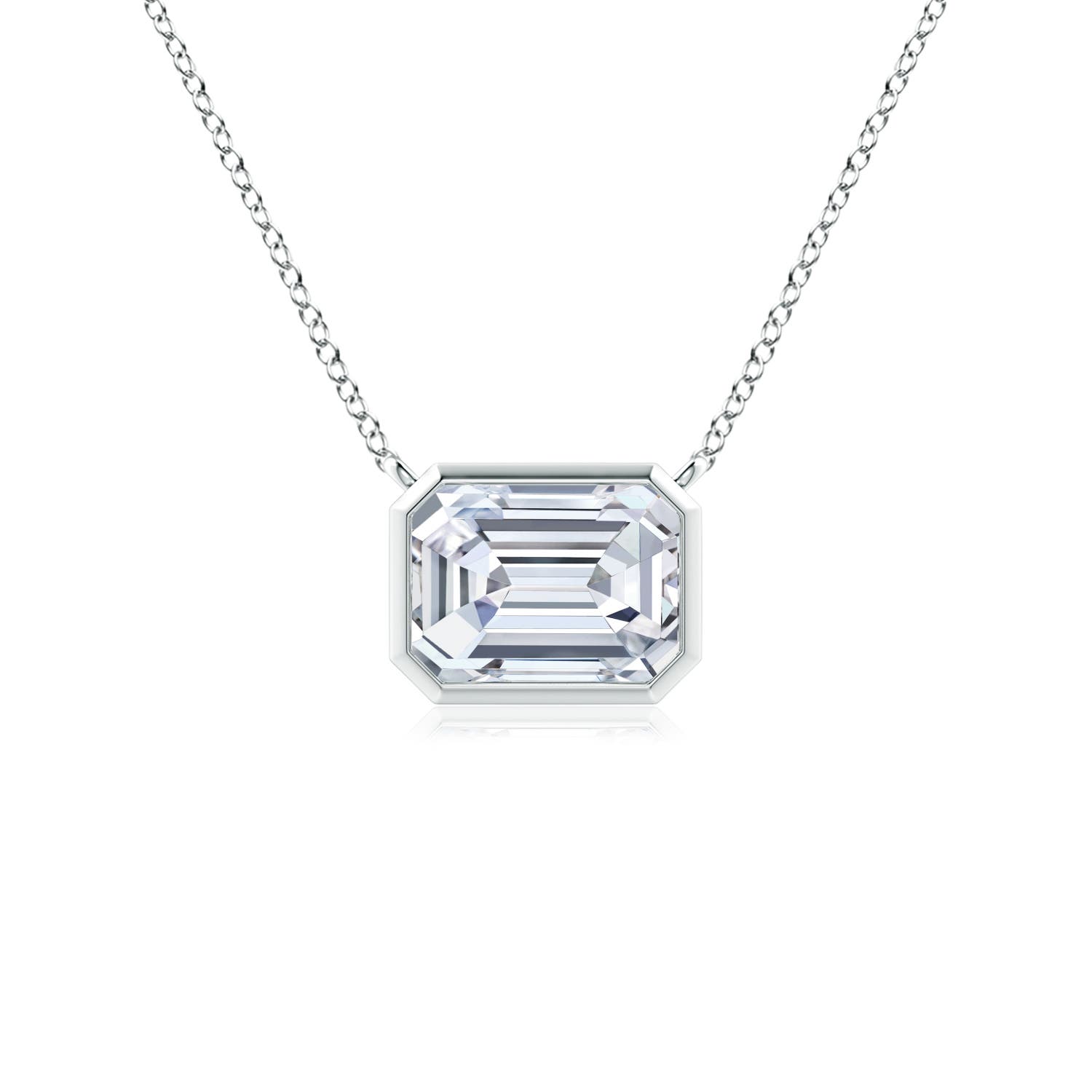 East-West Bezel-Set Emerald-Cut Diamond Pendant