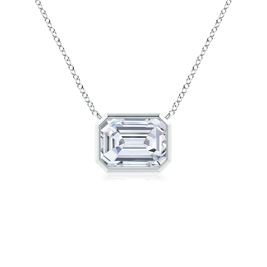 6x4mm GVS2 East-West Bezel-Set Emerald-Cut Diamond Pendant in S999 Silver