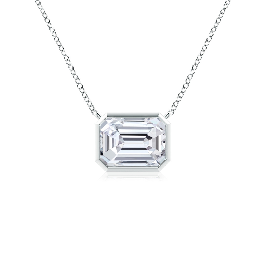 6x4mm HSI2 East-West Bezel-Set Emerald-Cut Diamond Pendant in White Gold