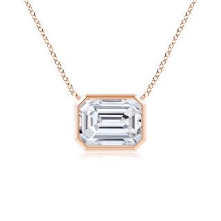 7x5mm HSI2 East-West Bezel-Set Emerald-Cut Diamond Pendant in Rose Gold