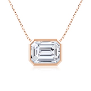 8x6mm HSI2 East-West Bezel-Set Emerald-Cut Diamond Pendant in Rose Gold