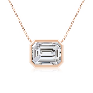 8x6mm IJI1I2 East-West Bezel-Set Emerald-Cut Diamond Pendant in Rose Gold