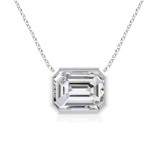 8x6mm IJI1I2 East-West Bezel-Set Emerald-Cut Diamond Pendant in S999 Silver