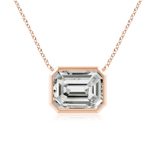 8x6mm KI3 East-West Bezel-Set Emerald-Cut Diamond Pendant in Rose Gold