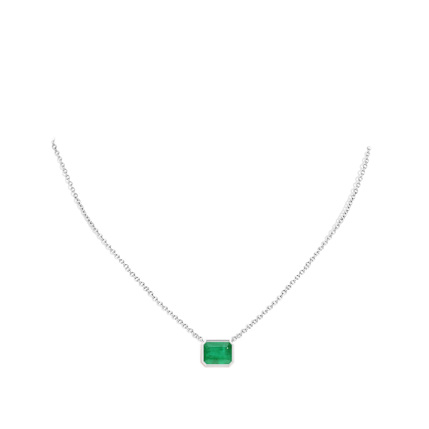 East-West Bezel-Set Emerald-Cut Emerald Pendant