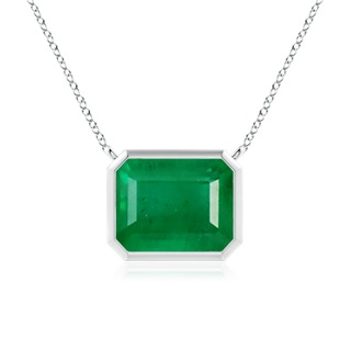 10x8mm AA East-West Bezel-Set Emerald-Cut Emerald Pendant in S999 Silver