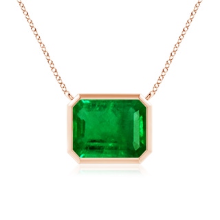 10x8mm AAAA East-West Bezel-Set Emerald-Cut Emerald Pendant in Rose Gold
