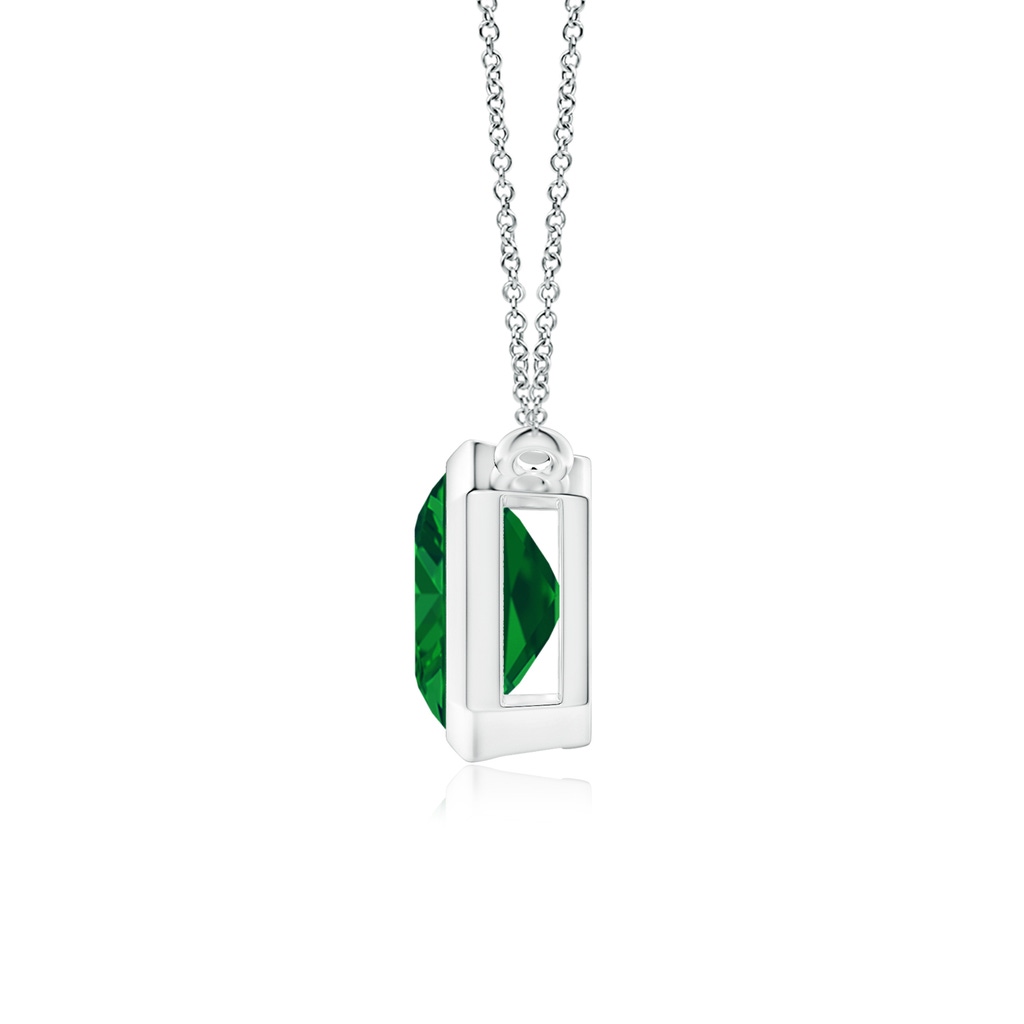 10x8mm AAAA East-West Bezel-Set Emerald-Cut Emerald Pendant in S999 Silver Side 199