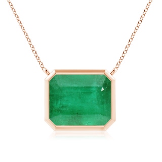 12x10mm A East-West Bezel-Set Emerald-Cut Emerald Pendant in Rose Gold