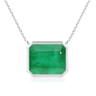 12x10mm A East-West Bezel-Set Emerald-Cut Emerald Pendant in S999 Silver