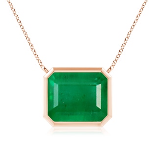 12x10mm AA East-West Bezel-Set Emerald-Cut Emerald Pendant in Rose Gold
