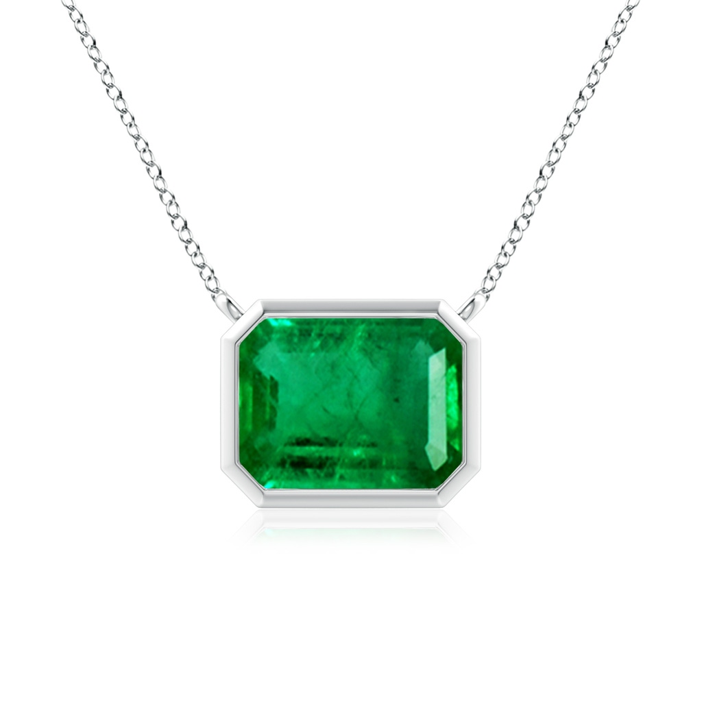 9x7mm AAA East-West Bezel-Set Emerald-Cut Emerald Pendant in White Gold