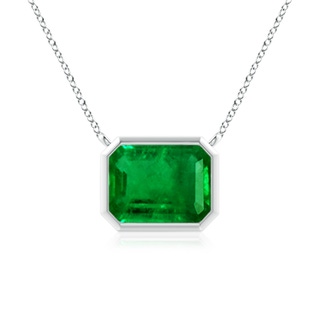 9x7mm AAAA East-West Bezel-Set Emerald-Cut Emerald Pendant in P950 Platinum