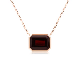 7x5mm A East-West Bezel-Set Emerald-Cut Garnet Pendant in Rose Gold