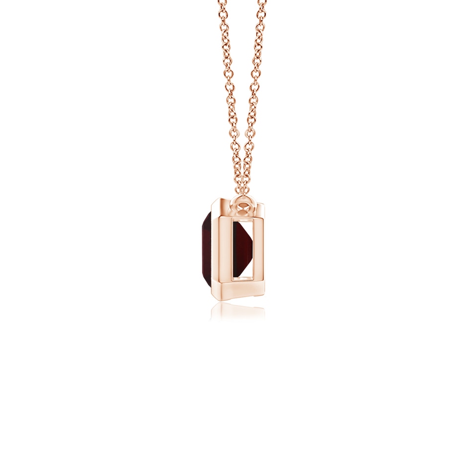 7x5mm A East-West Bezel-Set Emerald-Cut Garnet Pendant in Rose Gold side-1