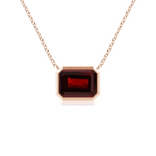 7x5mm AA East-West Bezel-Set Emerald-Cut Garnet Pendant in 9K Rose Gold