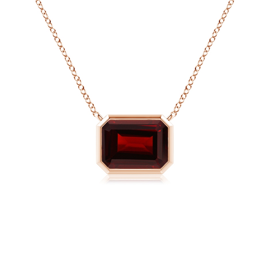 7x5mm AA East-West Bezel-Set Emerald-Cut Garnet Pendant in Rose Gold 