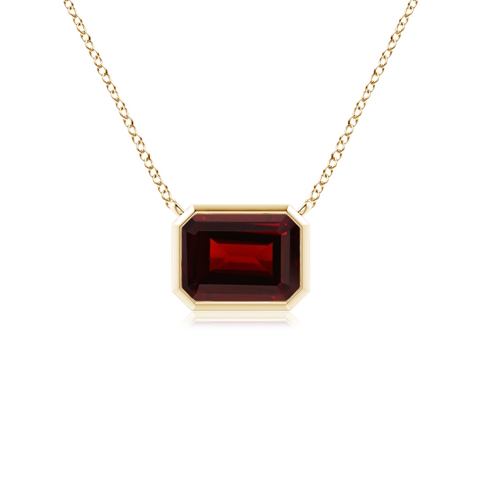 7x5mm AA East-West Bezel-Set Emerald-Cut Garnet Pendant in Yellow Gold 