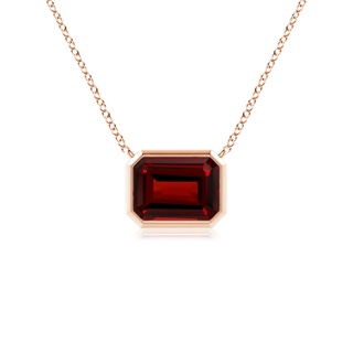 7x5mm AAAA East-West Bezel-Set Emerald-Cut Garnet Pendant in Rose Gold