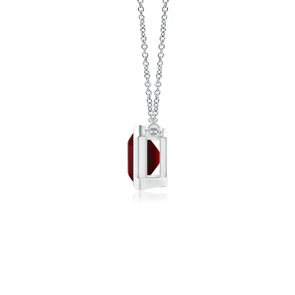 7x5mm AAAA East-West Bezel-Set Emerald-Cut Garnet Pendant in White Gold - side_1