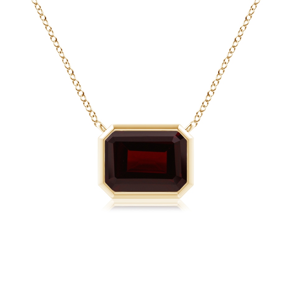 8x6mm A East-West Bezel-Set Emerald-Cut Garnet Pendant in Yellow Gold 