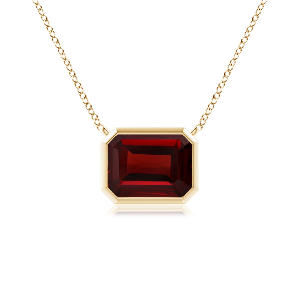 8x6mm AAA East-West Bezel-Set Emerald-Cut Garnet Pendant in Yellow Gold