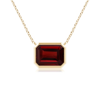 8x6mm AAA East-West Bezel-Set Emerald-Cut Garnet Pendant in Yellow Gold