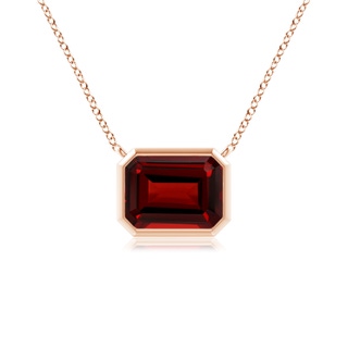 8x6mm AAAA East-West Bezel-Set Emerald-Cut Garnet Pendant in Rose Gold