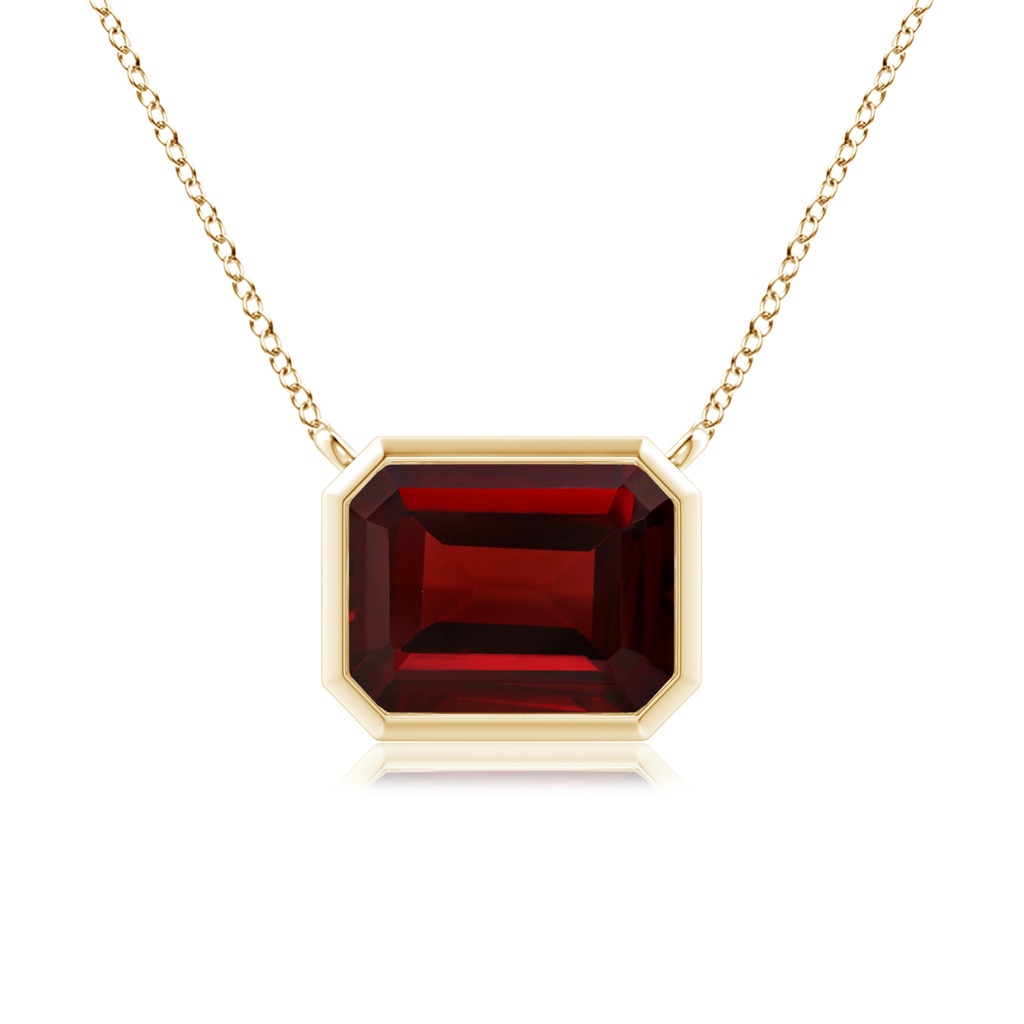 9x7mm AAA East-West Bezel-Set Emerald-Cut Garnet Pendant in 10K Yellow Gold 