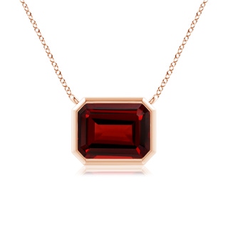 9x7mm AAAA East-West Bezel-Set Emerald-Cut Garnet Pendant in Rose Gold