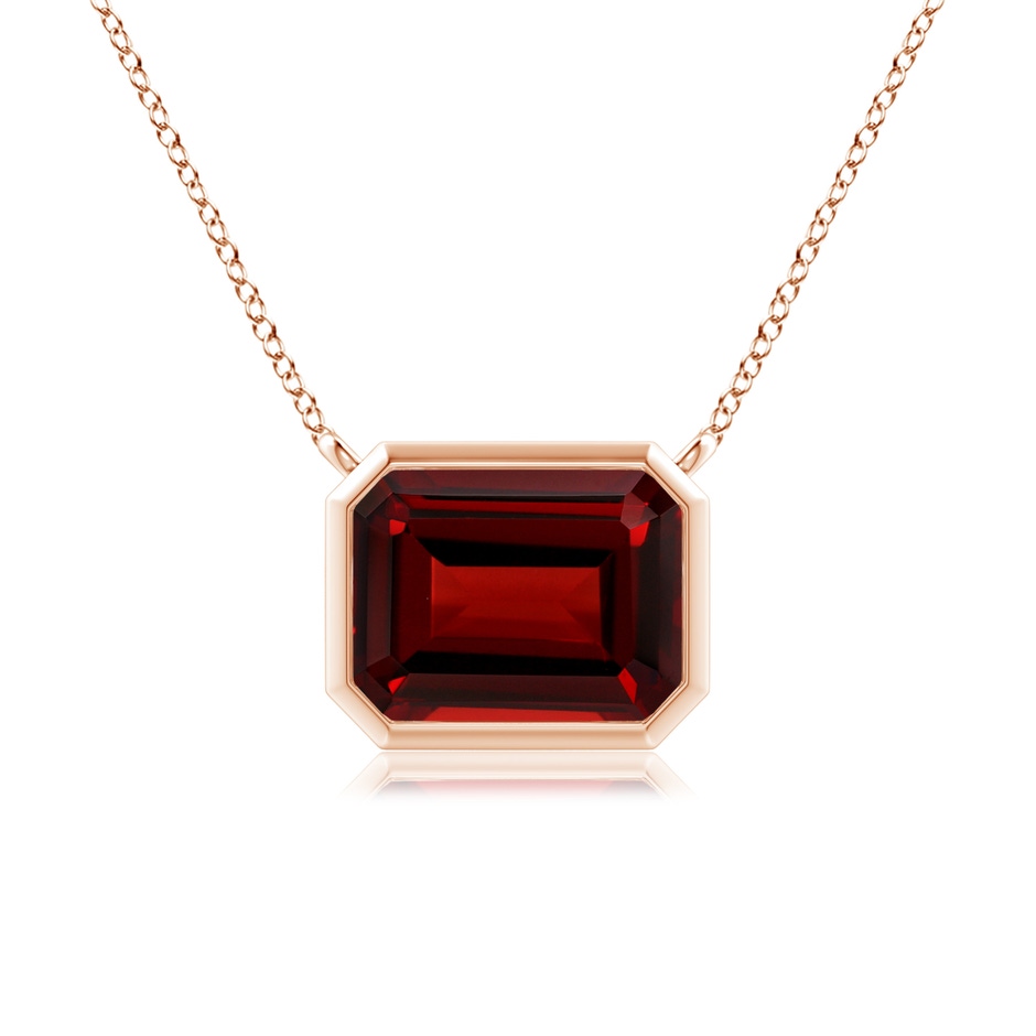 9x7mm AAAA East-West Bezel-Set Emerald-Cut Garnet Pendant in Rose Gold 