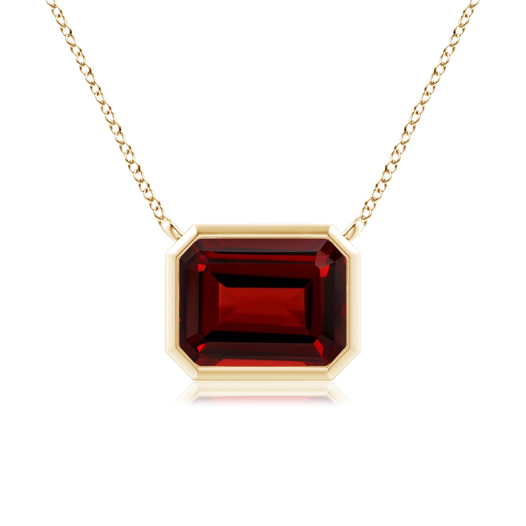 9x7mm AAAA East-West Bezel-Set Emerald-Cut Garnet Pendant in Yellow Gold 