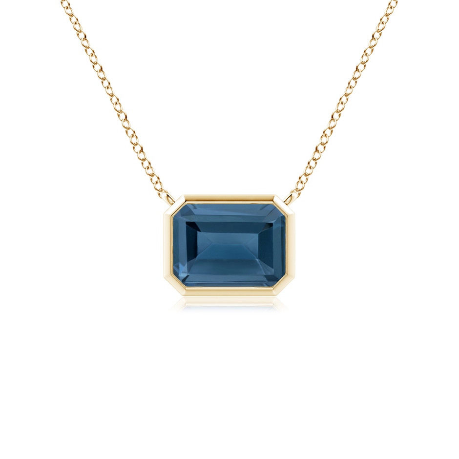 7x5mm A East-West Bezel-Set Emerald-Cut London Blue Topaz Pendant in 9K Yellow Gold 