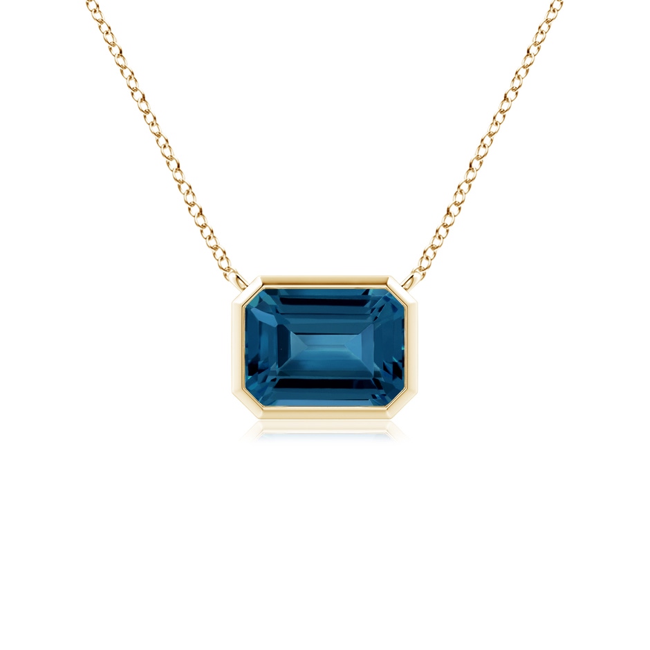 7x5mm AAA East-West Bezel-Set Emerald-Cut London Blue Topaz Pendant in Yellow Gold 