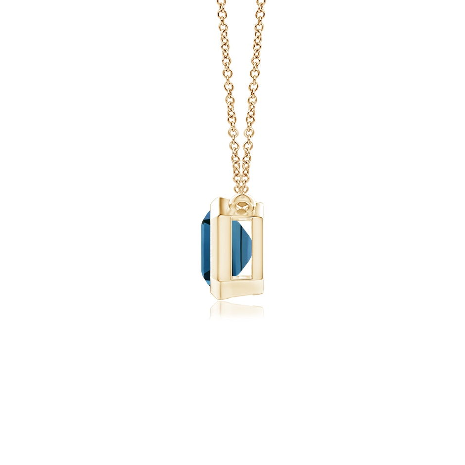 7x5mm AAA East-West Bezel-Set Emerald-Cut London Blue Topaz Pendant in Yellow Gold side-1