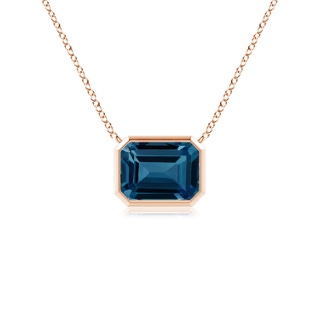 7x5mm AAAA East-West Bezel-Set Emerald-Cut London Blue Topaz Pendant in Rose Gold